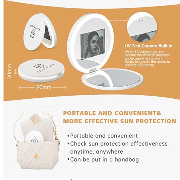 FENCHILIN Travel Compact Mirror with UV Camera for Sunscreen Test - Picture 6 of 8